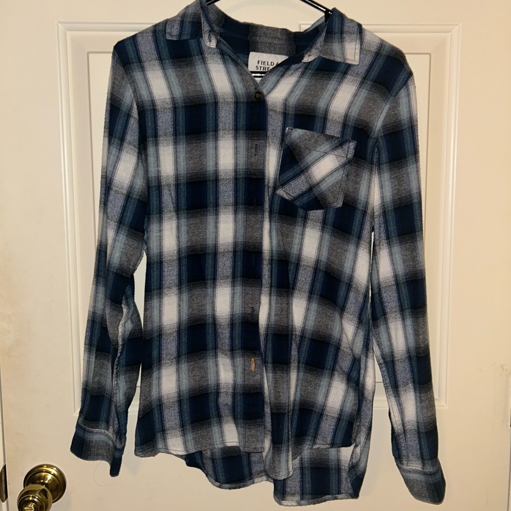 Field & Stream Navy and White Checkered Shirt